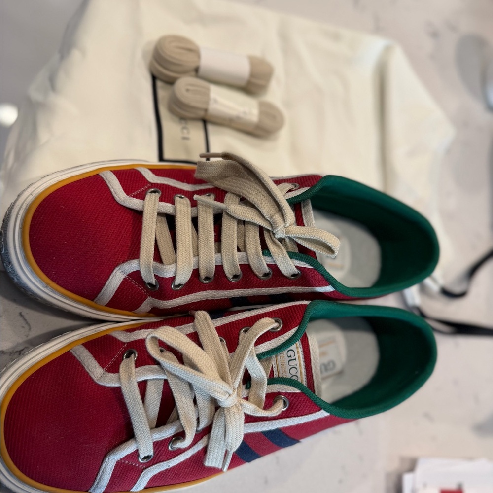 Gucci Red and White Athletic Shoes - Picture 3 of 7